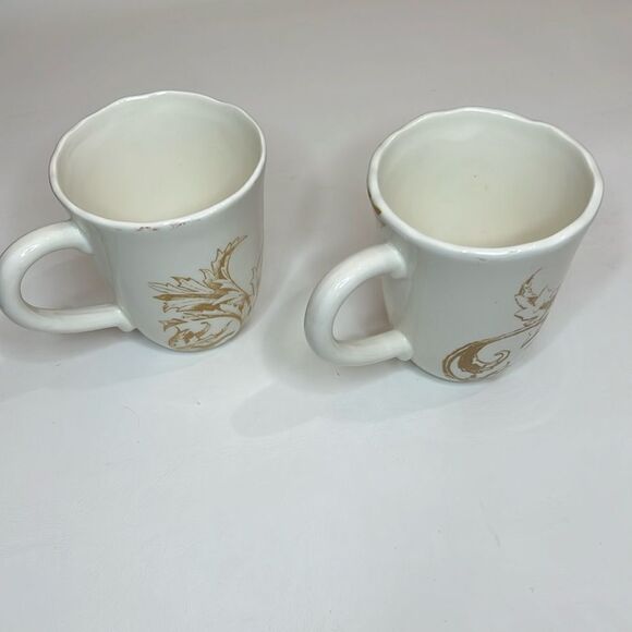 Reba Harmony For The Home Coffee Cups Mugs Set 2 Christmas White Red Gold Scroll - Picture 3 of 5